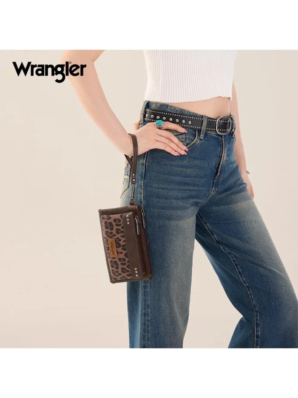 Large Minimalist Western Women's Wallet - Double Zipper RFID Phone Cash Holder
